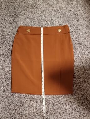 Ann Taylor Rust/Cognac Pencil Skirt with Gold Buttons